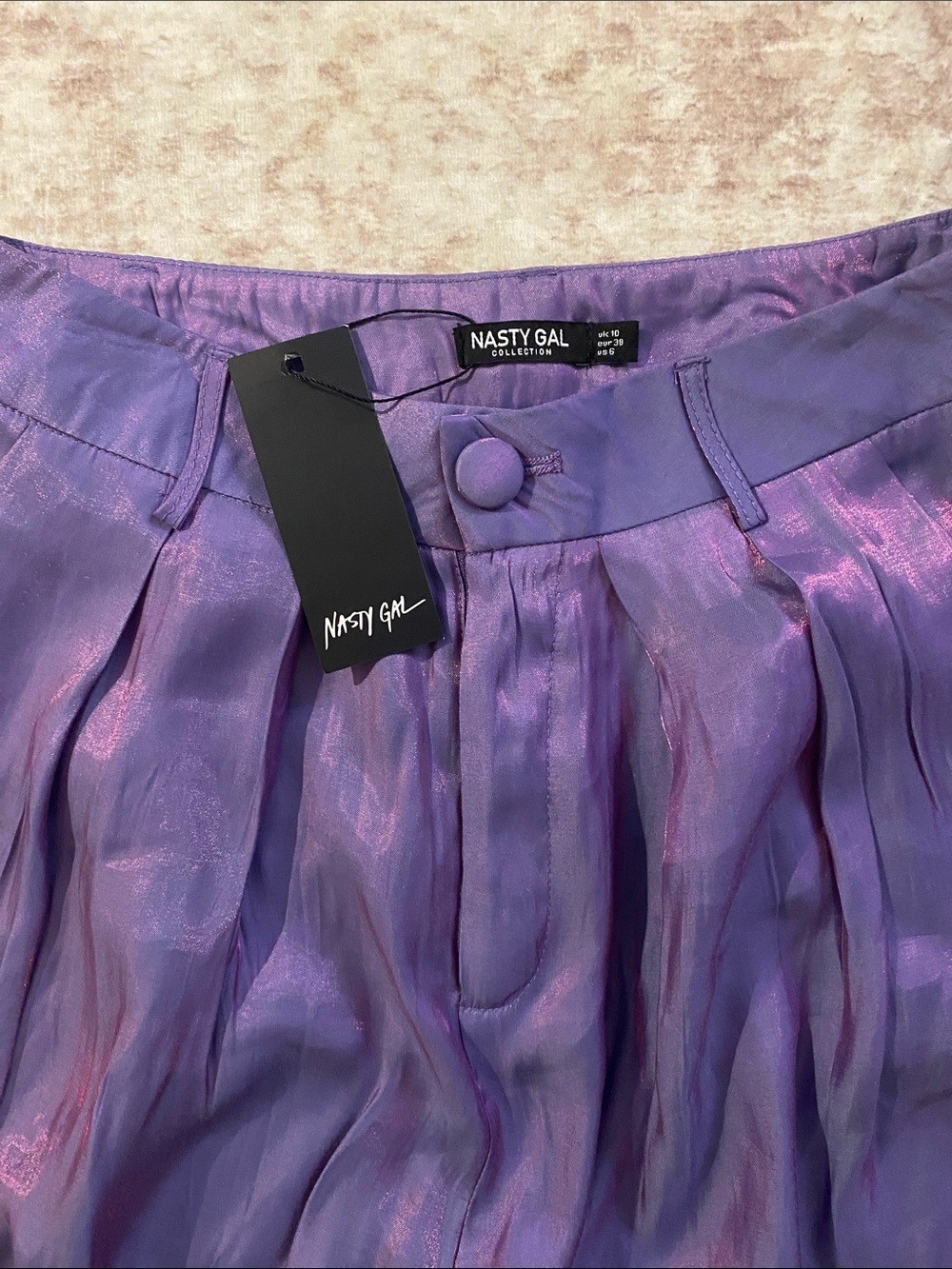 Nasty Gal Purple Iridescent Wide-Leg Pants - Picture 2 of 6